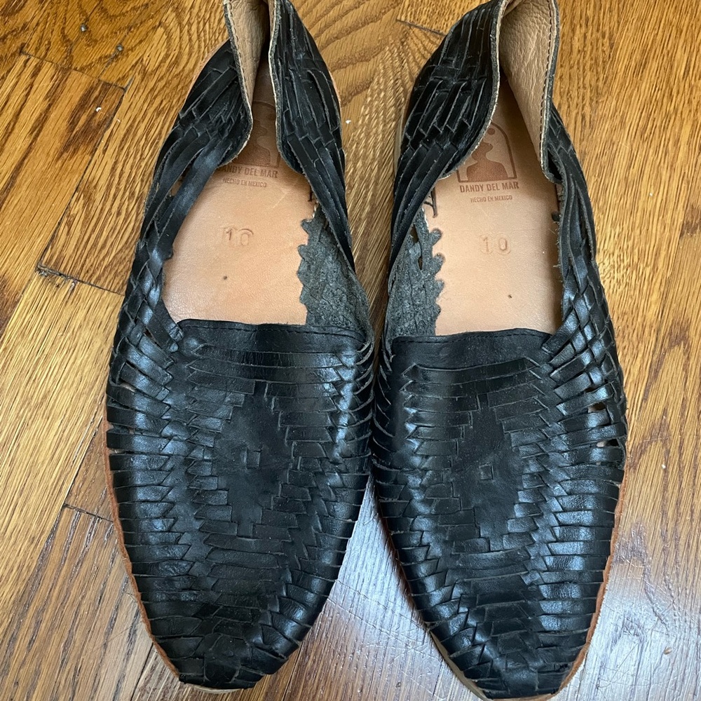Handmade Black Leather Men's Huarache Shoes